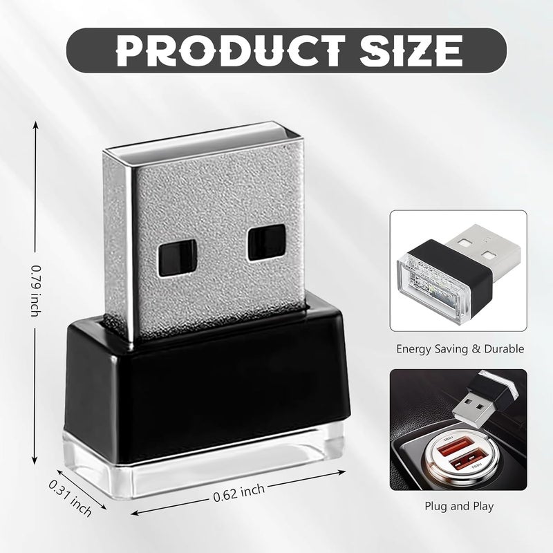 Hbxdeco 6 قطع مصباح داخلي LED للسيارة، ضوء ليلي صغير محمول، مجموعة إضاءة محيطة بواجهة USB، ملحقات داخلية عالمية للسيارة (6 ألوان) - Image 3